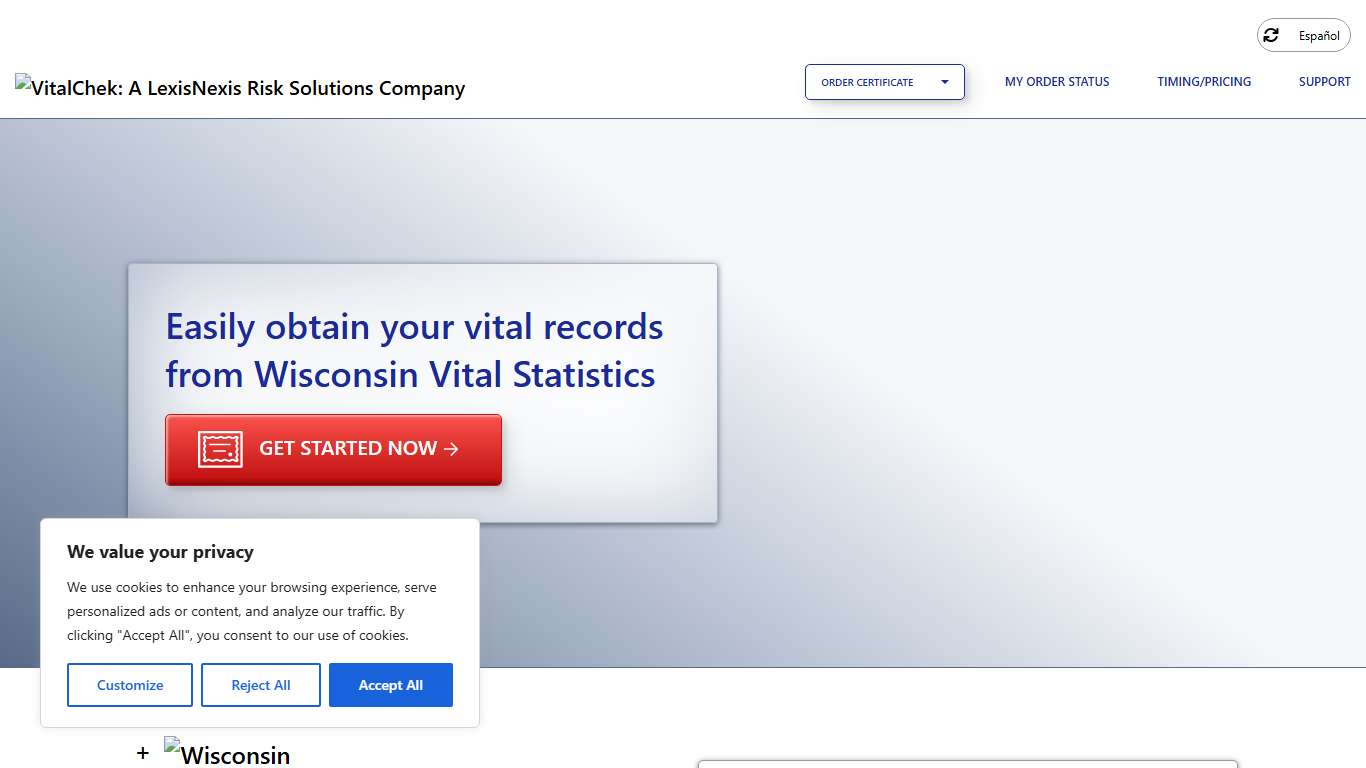 Wisconsin Vital Statistics (WI) Order Certificates - VitalChek